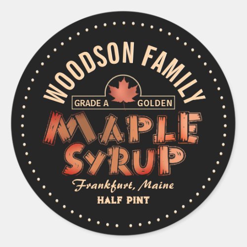Gold Maple Leaf Emblem Maple Syrup Editable Label