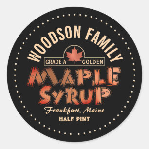 Gold Maple Leaf Emblem Maple Syrup Editable Label