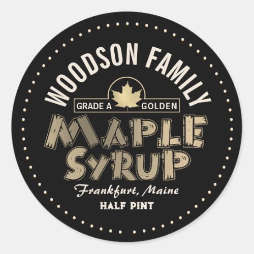 Gold Maple Leaf Emblem Maple Syrup Editable Label