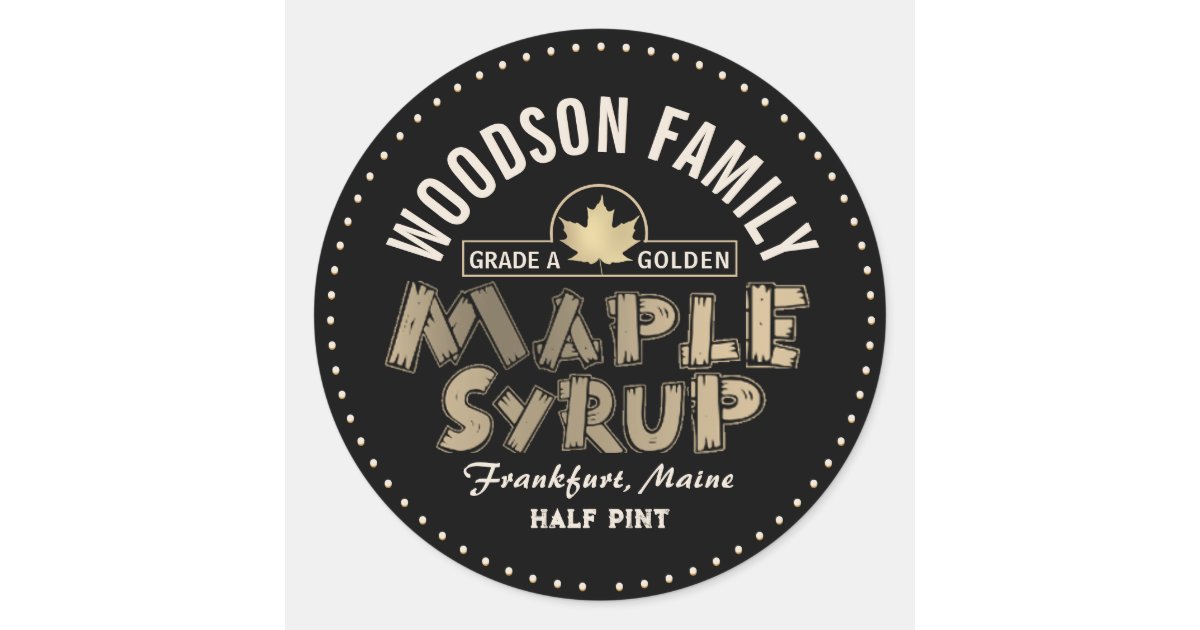Gold Maple Leaf Emblem Maple Syrup Editable Label Zazzle