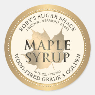 Gold Maple Leaf Maple Syrup Editable Label