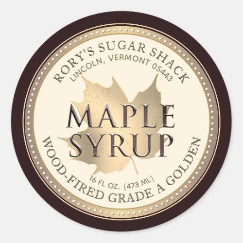 Gold Maple Leaf Maple Syrup Editable Label