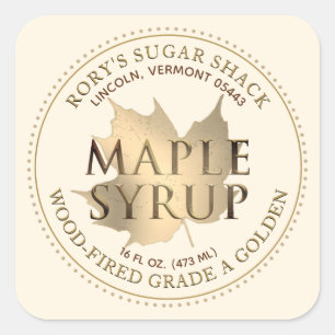Gold Maple Leaf Maple Syrup Editable Label
