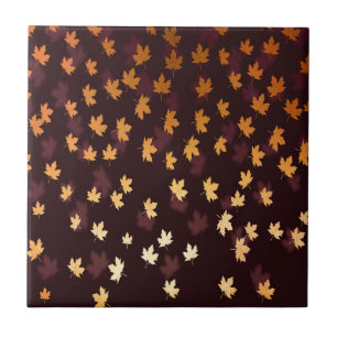 Gold Maple Leaf on dark red Ceramic Tile