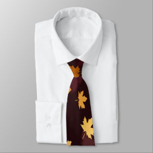 Gold Maple Leaf on dark red Neck Tie