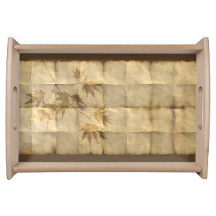Gold maple leaf parchment paper look elegant serving tray