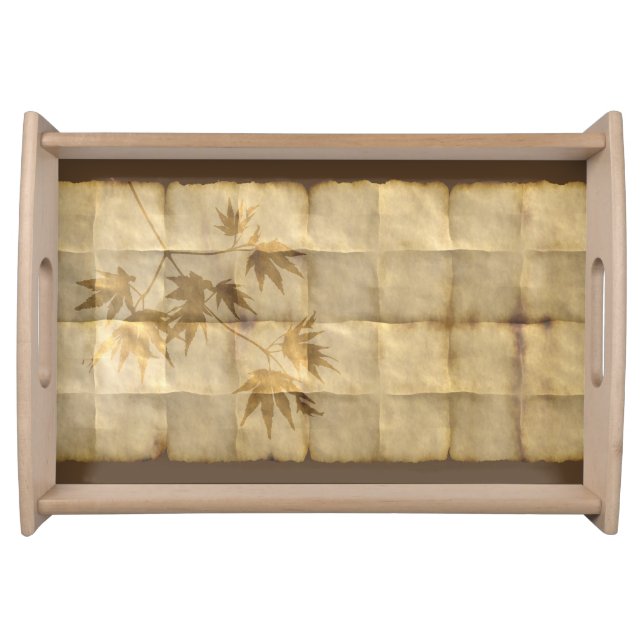 Gold maple leaf parchment paper look elegant serving tray (Front)