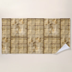 Gold maple leaf parchment paper look oriental beach towel