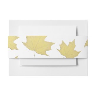 Gold Maple Leaf Pattern Invitation Belly Bands