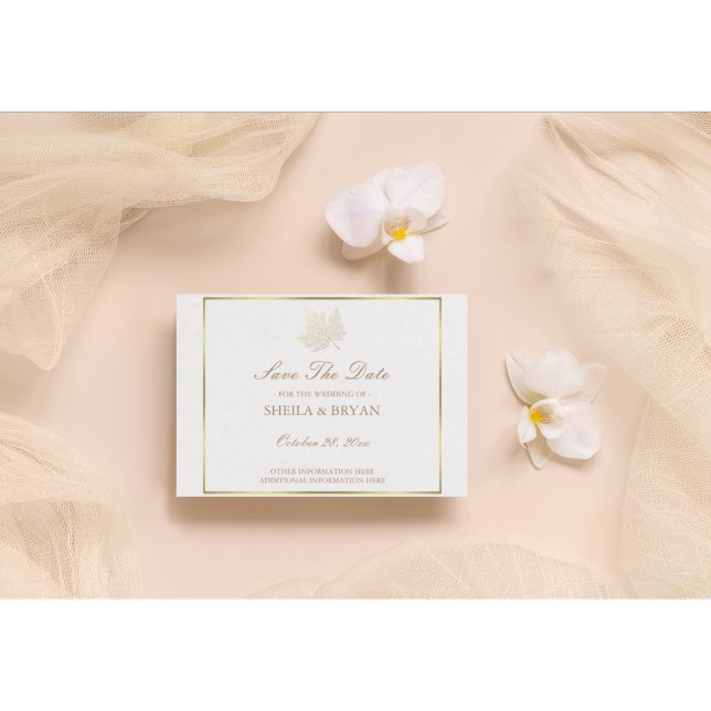 Gold Maple Leaf Save The Date Post Card (Creator Uploaded)