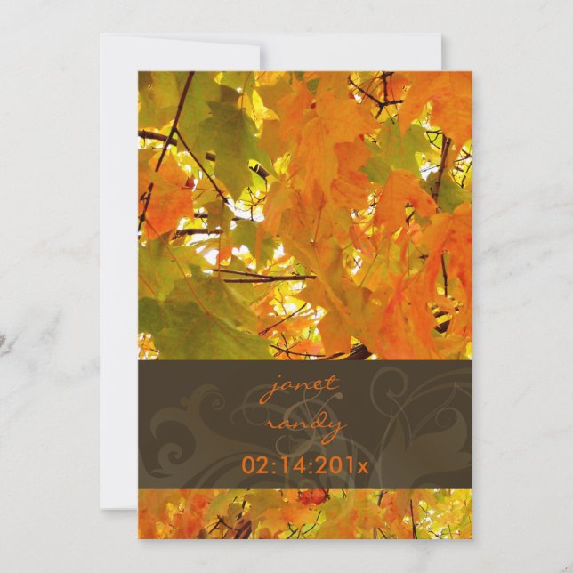 Gold Maple Leaves/fall wedding invitations (Front)