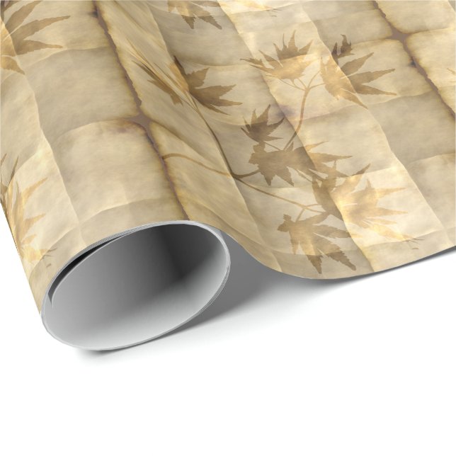 Gold maple leaves on parchment paper elegant (Roll Corner)