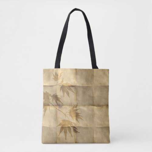 Gold maple leaves on parchment paper elegant tote bag