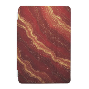 Gold Marble Abstract Background With Red Swirls iPad Mini Cover