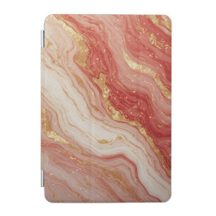 Gold Marble Abstract Background With Red Swirls iPad Mini Cover