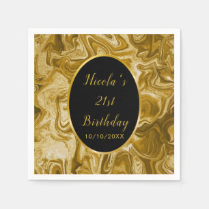 Gold Marble Agate 21st Birthday Napkins