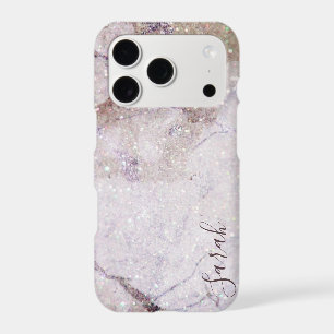 Gold Marble and Glitter Printed Texture iPhone 17 Pro Case