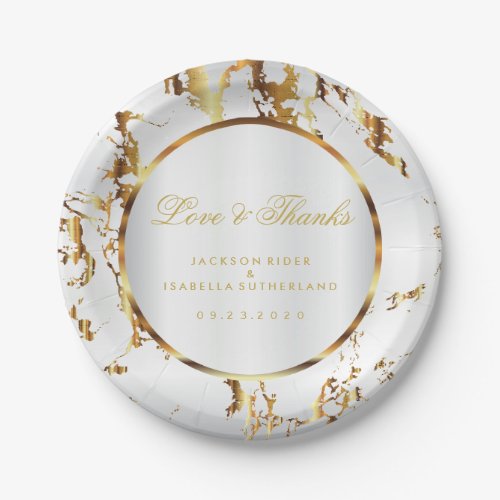 Gold Marble and White Satin Paper Plates