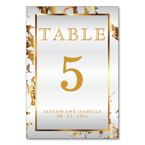 Gold Marble and White Satin _ Table Card