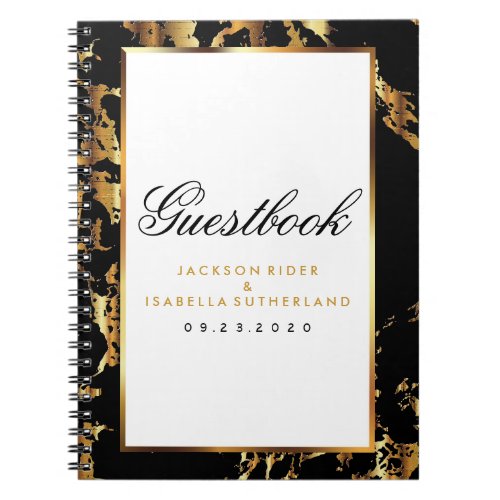 Gold Marble  Black   _ Guest Book