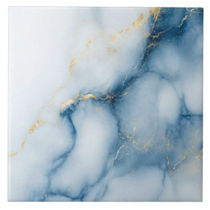 Gold Marble Blue Pattern Ceramic Tile
