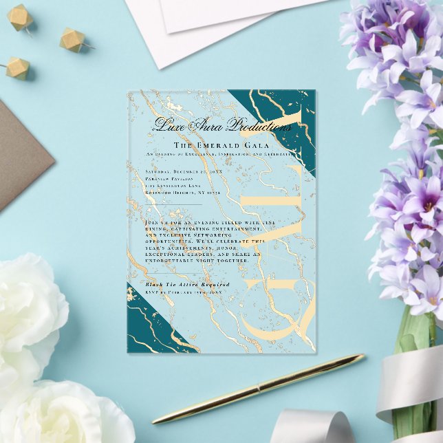 Gold Marble | Business Corporate Gala Acrylic Invitations (Insitu (Wedding))
