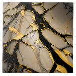 Gold Marble Ceramic Tile Black Crystalline Veins<br><div class="desc">Add a touch of luxury to your interiors with this gold marble ceramic tile featuring small black crystalline veins. This tile is perfect for creating a statement floor or wall with its elegant and sophisticated look.</div>