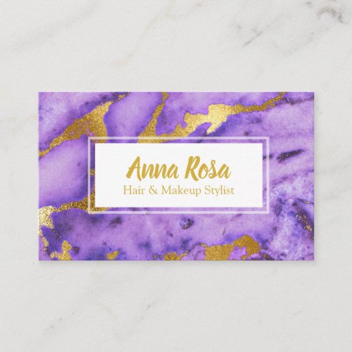  Gold Marble Chic Deep Purple  Popular Business Card