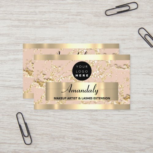 Gold  Marble Consulting Design Glitter Rose Coral Business Card