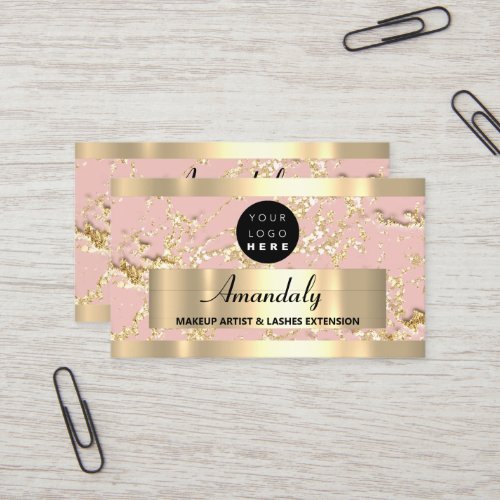  Gold  Marble Consulting Design Glitter Rose Pink Business Card