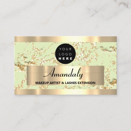  Gold  Marble Consulting Design Green Mint Glitter Business Card