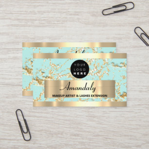 Gold Marble Consulting Glitter Aqua Water Blue Business Card