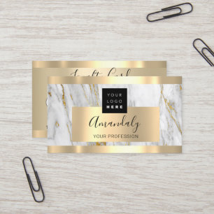 Gold Marble Custom Logo Qr Code 5 Punches Business Card