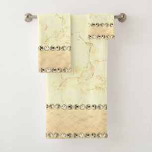 Gold Marble Diamond Bling Bath Towel Set