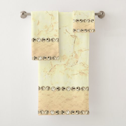 Gold Marble Diamond Bling            Bath Towel Set