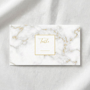 Gold Marble effect wedding reception table number Place Card