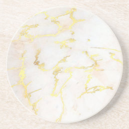 Gold Marble Elegant Design Trendy Template Round Coaster