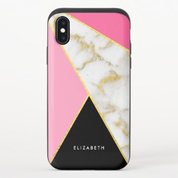 Gold Marble Elegant Geometric Pink Iphone X Case by girlygirlgraphics at Zazzle