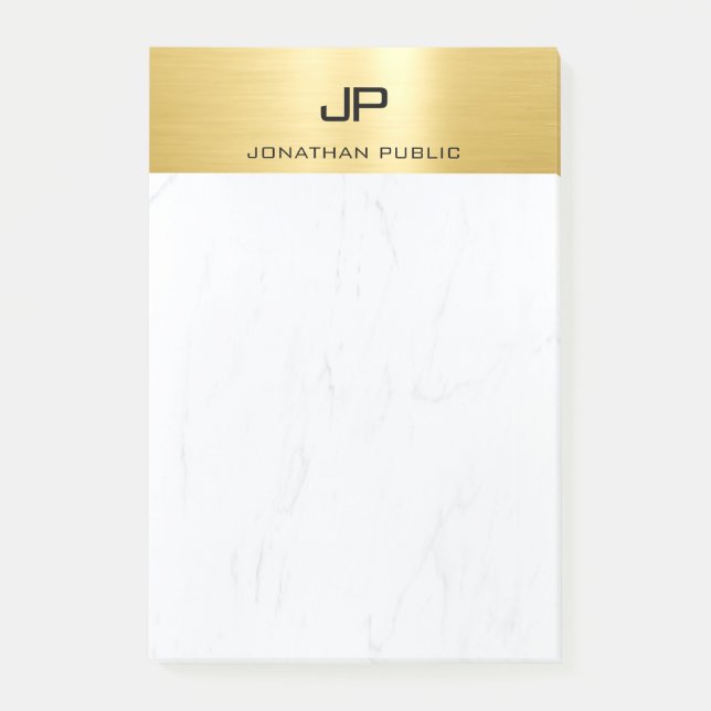 Gold Marble Elegant Modern Minimalist Trendy Plain Post-it Notes (Front)