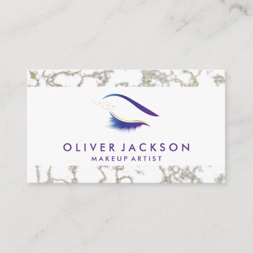 Gold Marble  Eye Lashes and Beauty Business Card