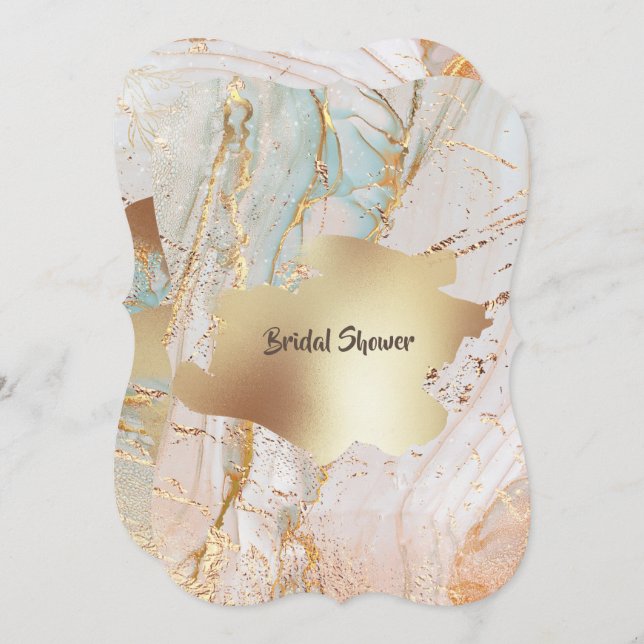 Gold marble geode texture DIY classy party Invitation (Front/Back)