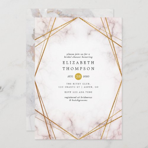 Gold Marble Geometric Bridal Shower Invitation