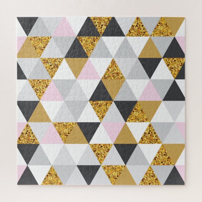 Gold marble, geometric seamless texture jigsaw puzzle (Vertical)