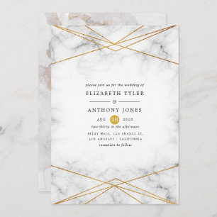 Gold Marble Geometric Wedding Invitation