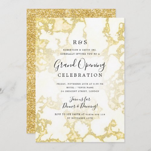 Gold Marble Glitter Corporate Grand Opening  Invitation