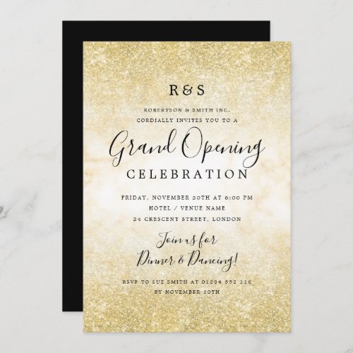 Gold Marble Glitter Corporate Grand Opening   Invitation