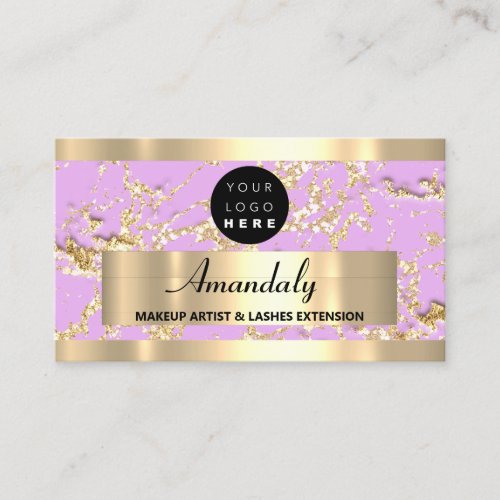  Gold Marble Glitter Fashion Beautique Shop Purple Business Card