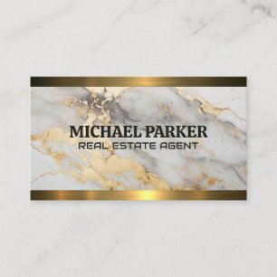 Gold Marble Gold Metallic Trim Business Card