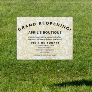 Gold Marble Grand Reopening Business post COVID Sign