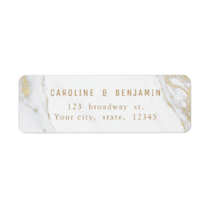 Gold marble luxury modern wedding return address label
